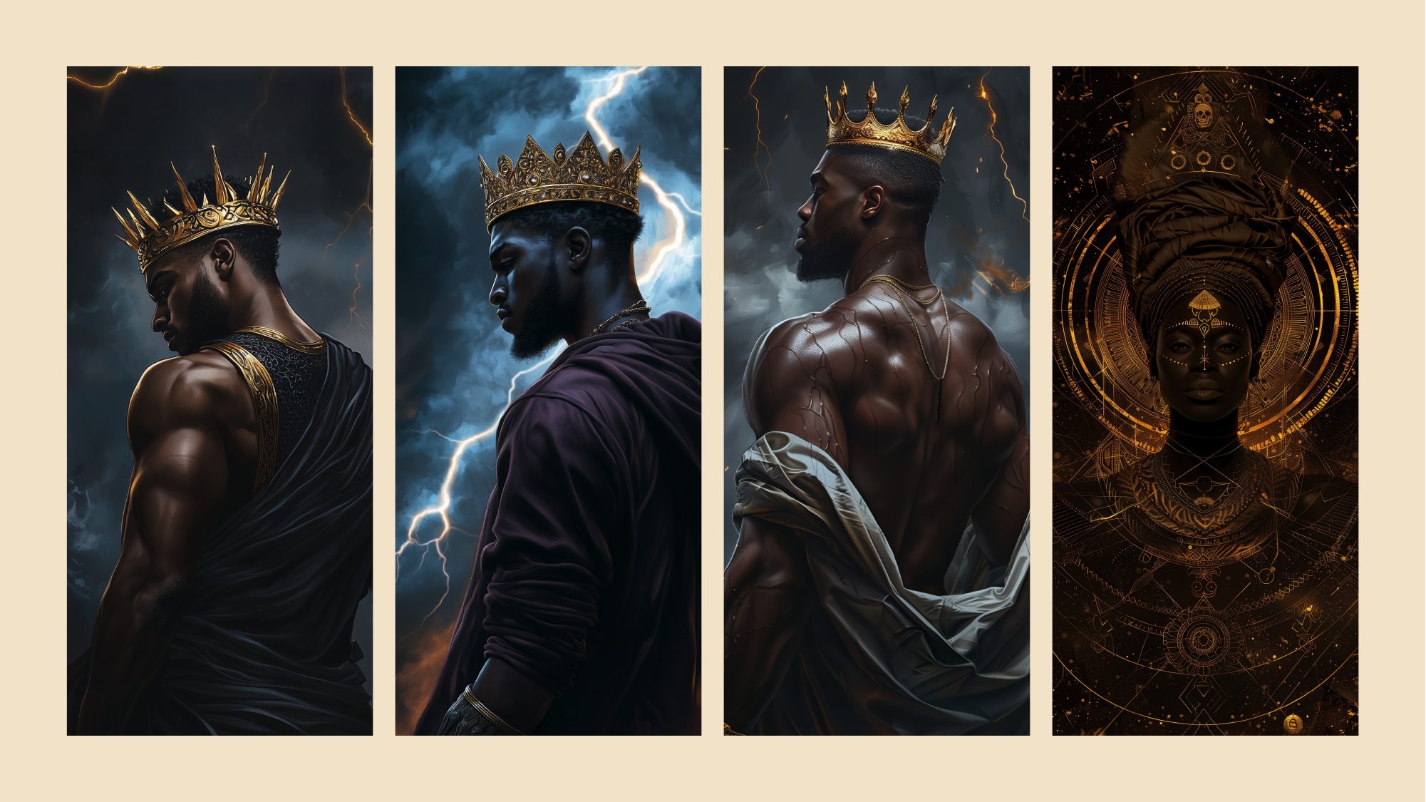 Marcos as the Vessel — crowned, charged, lightning behind
